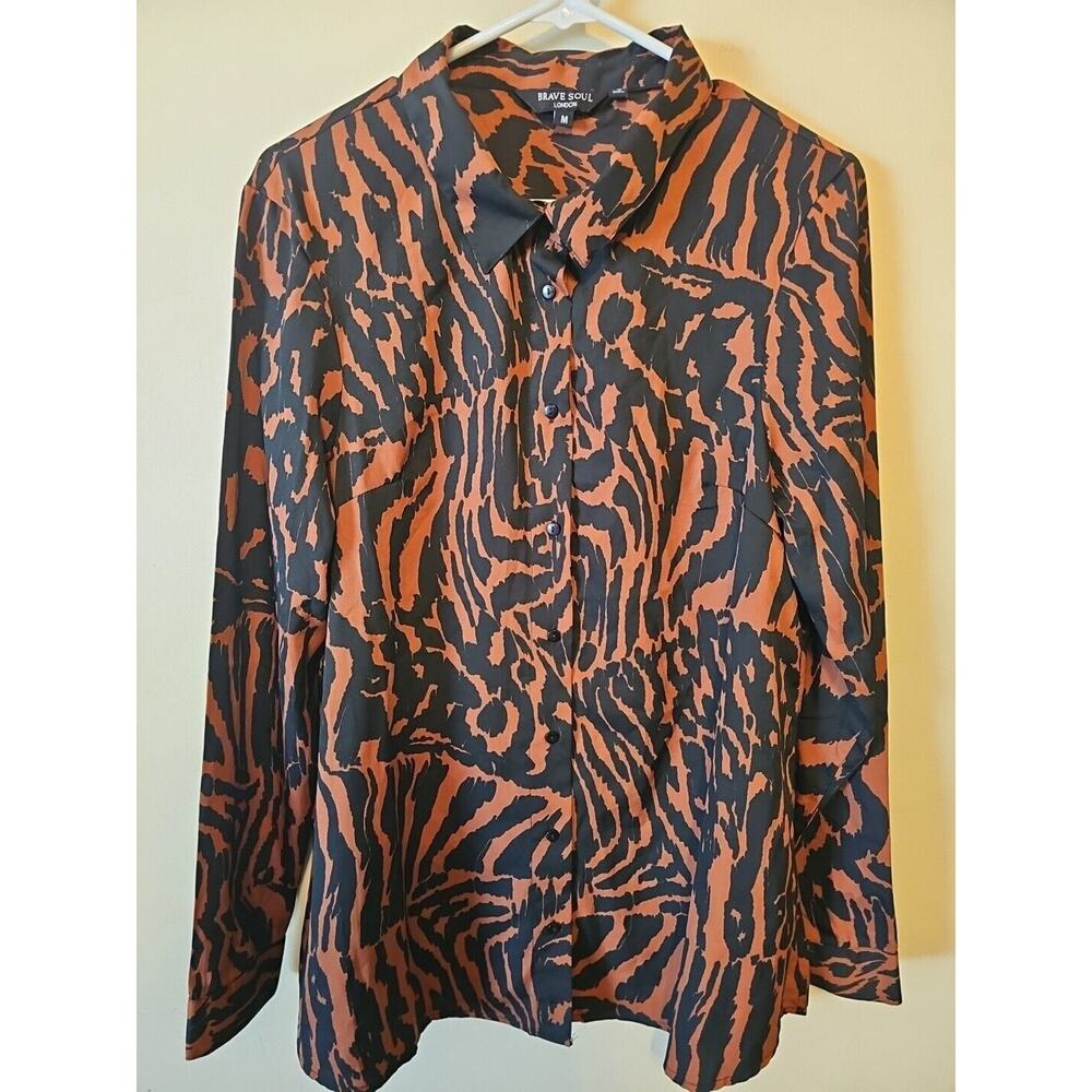 Brave Soul London Women's Button-Up‎ Long-Sleeves Shirt Size M